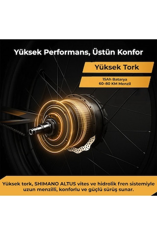 Roxform R-111 Elektrikli Katlanabilir Bisiklet 15ah Shimano Altus Hidrolik Fren Alüminyum Kadro Siyah