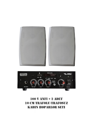 100v Anfi Ve 2 Adet 10 Cm Trafolu Trafosuz Komütatörlü Kabin Hoparlör Seti