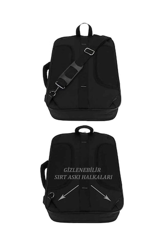 Case Club 1407 Kapiton Laptop Sırt El Ve Omuz Çantası 15,6 İnç Usb Aparatlı Omuz Askılı Su Geçirmez Kumaş Siyah