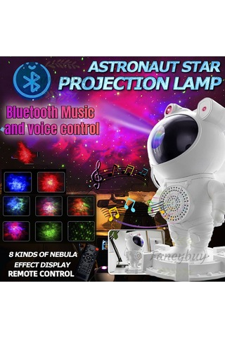 Mobil Power Bilgisayar Cep Telefonu İçin Müzik Sesli Uzaktan Kumanda Projektör İle Galaxy Lght Astronot Projeksiyon Lambası Çok Renkli