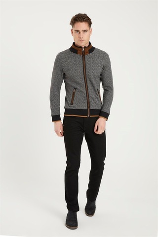1021 Dewberry Erkek Sweatshırt-balıksırtı Siyah Balıksırtı Siyah