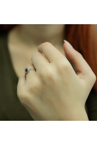 Lova Pırlantalı Oval Safir Yüzük - 1020230