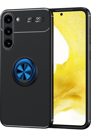 Samsung Galaxy Uyumlu S23 Kılıf Zore Ravel Silikon Kapak Siyah-Mavi