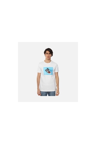 John Frank Erkek Beyaz Baskılı T-shirt Siyah