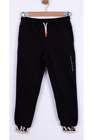 Erkek Çocuk Beli Paçası Lastikli Paçası Yazılı Effort Eşofman Altı-13352-siyah Siyah