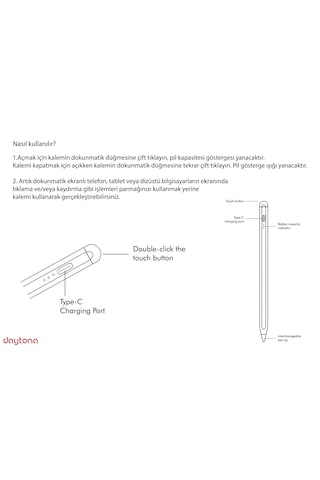 Daytona 2260 Apple Uyumlu iOS /android/windows Dokunmatik Ekran Için Type C Şarj Kablolu Stylus Dokunmatik Yazı Ve Çizim Kalemi