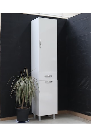 Öz&Ce Sepetli Mdf Banyo Boy Dolabı 40 CM Beyaz