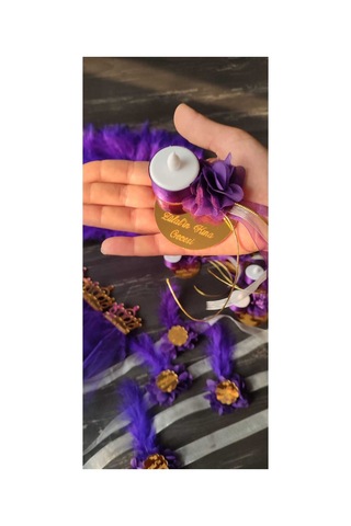 Pleksi Kına El Mumu Tealight Ledli Kına El Mumu Mor Gold 10 Adet Diğer