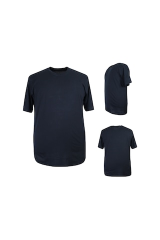 Erkek 72 Kilo-200 Kilo Arası İçin Uygun Bisiklet Yaka Düz Tişört Lacivert