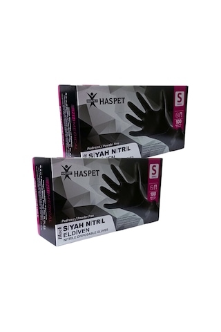 Siyah Nitril Pudrasız Eldiven S Beden İkili Paket 200 Adet