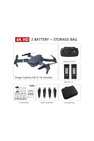 Çift Bataryalı Çift Kameralı Drone Uzaktan Kumandalı App Destekli Pervane Korumalıklı Quadcopter