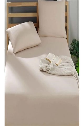 More Home Tek Kişilik Lastikli Çarşaf Seti + Yastık Kılıfı Bej