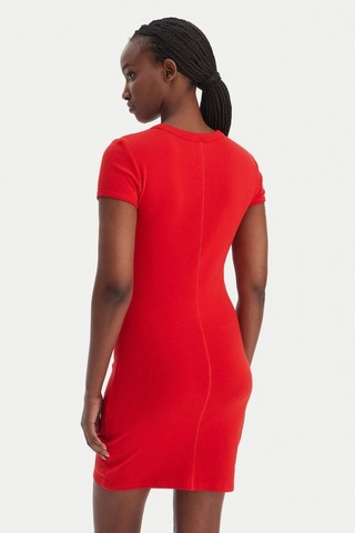 Calvin Klein Kısa Kollu Pamuklu Contour 1x1 Fitilli Kadın Kırmızı Elbise Lv047b266g-vmt Kırmızı