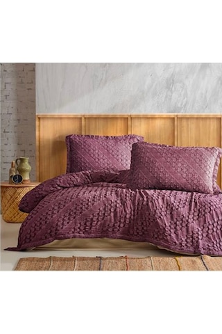 Şaheser Enza %100 Pamuk Jakarlı Çift Kişilik Yatak Örtüsü Seti-mü