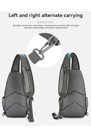 Maiyame Erkekler İçin Usb Şarj Portlu Hafif Sırt Çantası - Spor, Yürüyüş Ve Günlük Kullanım İçin Pratik Çapraz Askılı Çanta Mavi