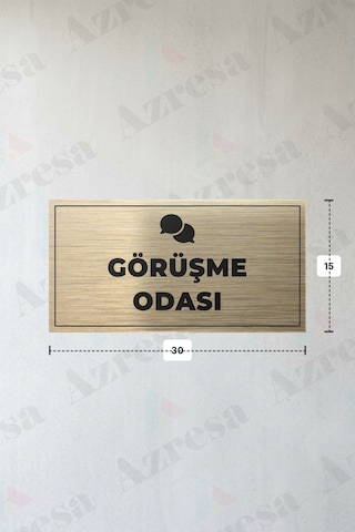 Görüşme Odası Yazılı - Metal - Gold Renk - Kapı İsimliği - 30x15 Cm