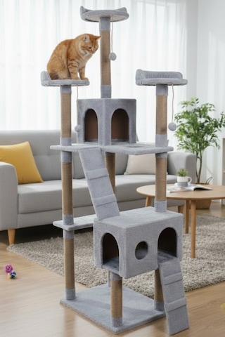Missidea Cat City Yeni Rezidans Kedi Oyun Evi Ve Tırmalama Gri