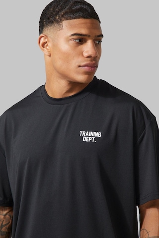 T-shirt - Training Dept. Baskılı Oversize Bisiklet Yaka Kısa Kol Siyah Tişört Siyah