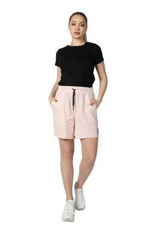 Defys Kadın Beli Lastikli Cepli Etiket Detaylı Regular Fit Şort Pembe Melanj - 527882928 Pembe Melanj