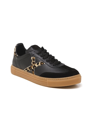 Sneaker Günlük Kadın Mar-25y-192-3030 John May Siyah Süet-siyah Cilt-leopar Siyah