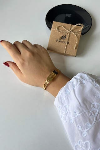 Altın Kaplama 316l Kalite Kaburga Kelepçe Bileklik Gold