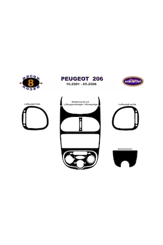 Peugeot 206 Konsol/Maun Kaplama 2001-2006 8.Prç (521807212)