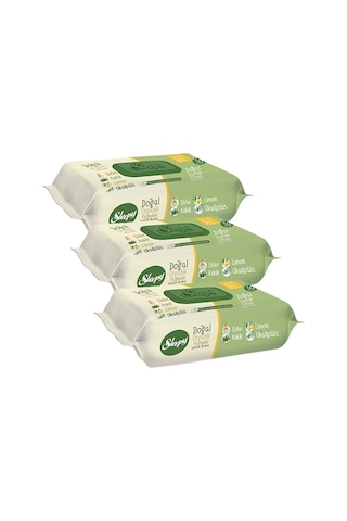 Sleepy Doğal Organik Pamuklu Plastik Kapaklı Islak Havlu Mendil 50 Yaprak 3lü Set 150 Yaprak