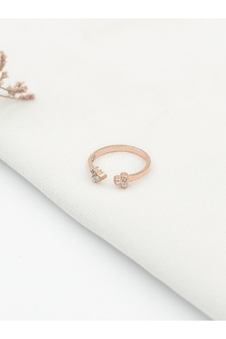 Brezza Lusso Jewelry Ziron Taşlı Kadın Gümüş Yüzük Ayarlanabilir Rose