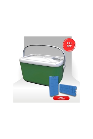 Buzluk Termos Set-30 Lt Buzzy Buzluk Termos 1178 Cooler Box + 2 Adet K-250 Buz Aküsü Koyu Yeşil
