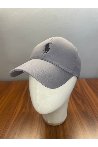 Hamze Polo Nakışlı Gabardin Kumaş Unisex Cap Şapka Gri