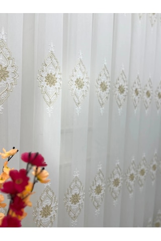 Nivemeshome Belinda 711 Gold 1/2,5 Pileli Tül Perde Apm Ekru
