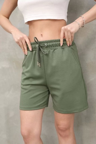 Osy Modal Yumuşak Dokulu Kumaş Kadın Kısa Şort - Haki Haki