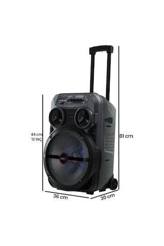 Midex 280 Watt Portatif Taşınabilir Karaoke Eğlence Mikrofonlu Ses Sistemi Mxr-280 Bluetooth Kayıt Usb Şarjlı
