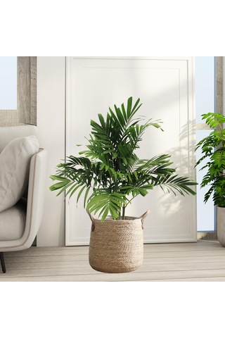 Suntek Dokuma Bitki Sepeti Çamaşır Torbası Dekorasyon M