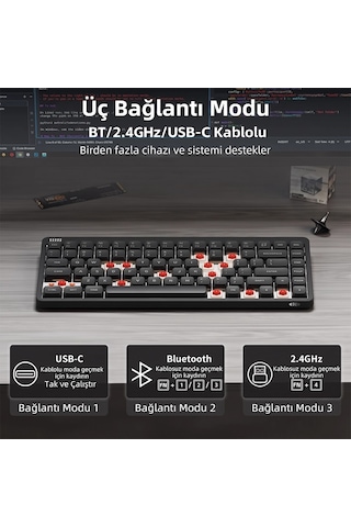 Nuphy Node75 Tri-mode Custom Mekanik Oyuncu Klavyesi Gri-blush Nano