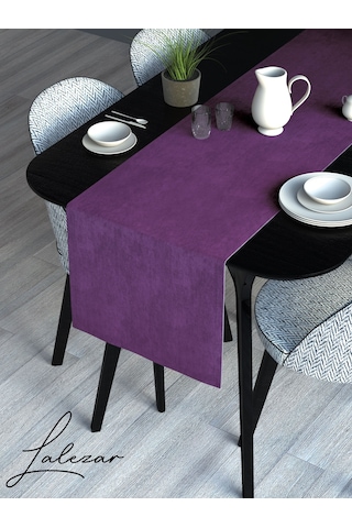 Kadife Efektli Tatlı Mor Rengi Aura Serisi Runner 40 X 140 Tatlı Mor