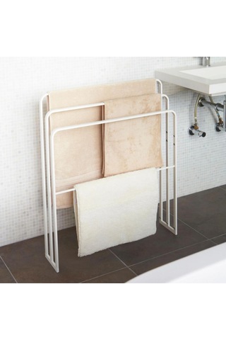 Ovalli Metal Banyo Havlu Askılığı Beyaz