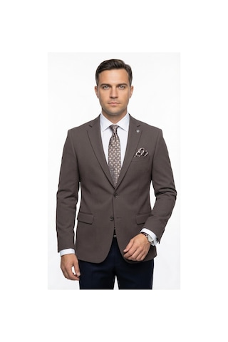 Plus Scorpion Erkek Slim Fit Ceket Likralı Fitilli Kumaş, Çift Düğmeli Tek Yırtmaçlı Modern Tasarım Antrasit