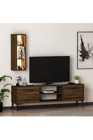 Bien Işıklı Tv Ünitesi Sandık Ceviz Ceviz