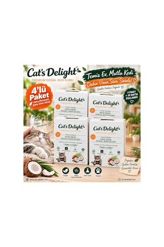 Hindistan Cevizi Kabuğu & Aktif Karbon Teknolojili Kedi Kumu 5 Litre X 4 Adet