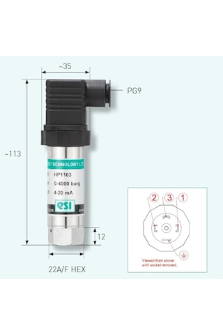 Esi Hipres Hp1103-5000de 5000bar Yüksek Basınç Transmitteri