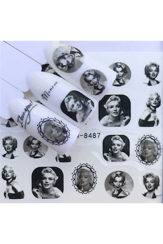 Marilyn Monroe Tırnak Dövmesi Vinil Sticker Çoklu Nail Dövme Film Artist Figür 6x5.5