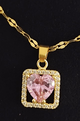 Rose Aura Işıltılı Kalp Taş Kolye Çok renkli
