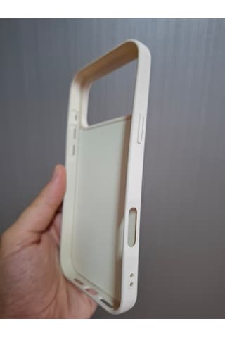 Apple Uyumlu iPhone 17 Pro Max Logolu İçi Kadife Silikon Lansman Kılıf Bej