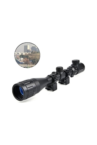 4-12x40 Aoeg Dürbünü Mil Dot Kırmızı - Yeşil Lens Koruyucu Çok Renkli