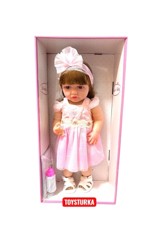 55 Cm Gerçekçi Yenidoğan Biberonlu Bebek Sesli Oyuncak Et Bebek 53373055