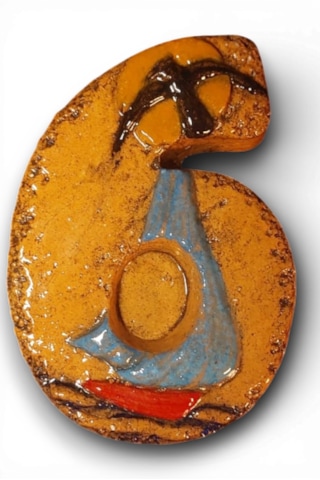 Seramik Kapı No:6 8 13 2 Cm Şamot Yelkenli Handmade 1 Numara-Açık Mavi
