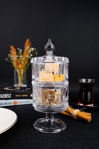 Digithome Ayaklı 2 Katlı Cam Sunumluk Kurabiyelik Ve Şekerlik Ku.mpp.002 C1-1-288