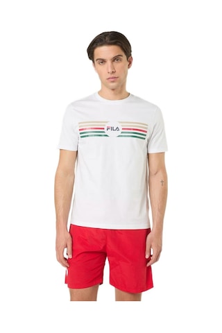 Fila Fam1221.10001 Padule Regular Logo Graphic Erkek Spor Tişört Beyaz