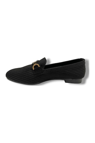 C-shoes 3160-25 Triko G Elips Taşlı Toka Kadın Babet Sıyah